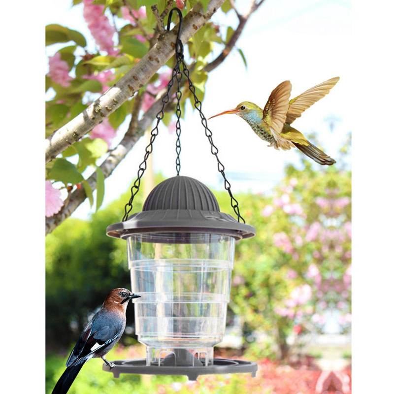 Foldable Bird Feeder Food Container W/hook Hanging For Yard Garden Gray Foldable Bird Feeder Food Container W/hook Hanging For Yard Garden Gray