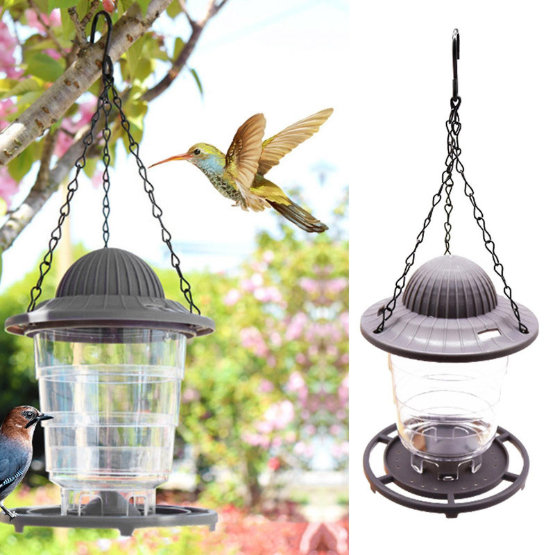 Foldable Bird Feeder Food Container W/hook Hanging For Yard Garden Gray Foldable Bird Feeder Food Container W/hook Hanging For Yard Garden Gray
