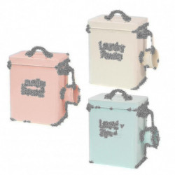 Seau de poudre à laver en métal Récipient de boîte de stockage de poudre à linge carré avec couvercle et étui à [...]