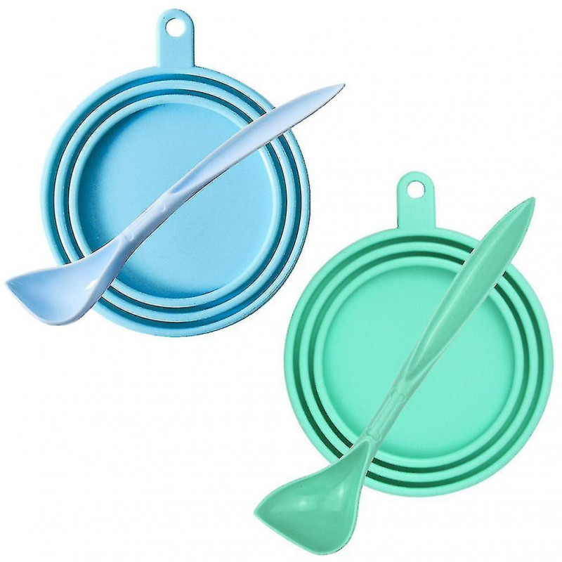 4pcs Pet Food Can Cover And Spoon Set Cat Food Can Lids Dog Food Tin Lid