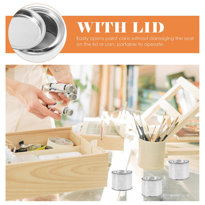 10Pcs Iron Round Paint Iron Practical Paint Storage Can Durable Ink Container for Storage(0.1L)