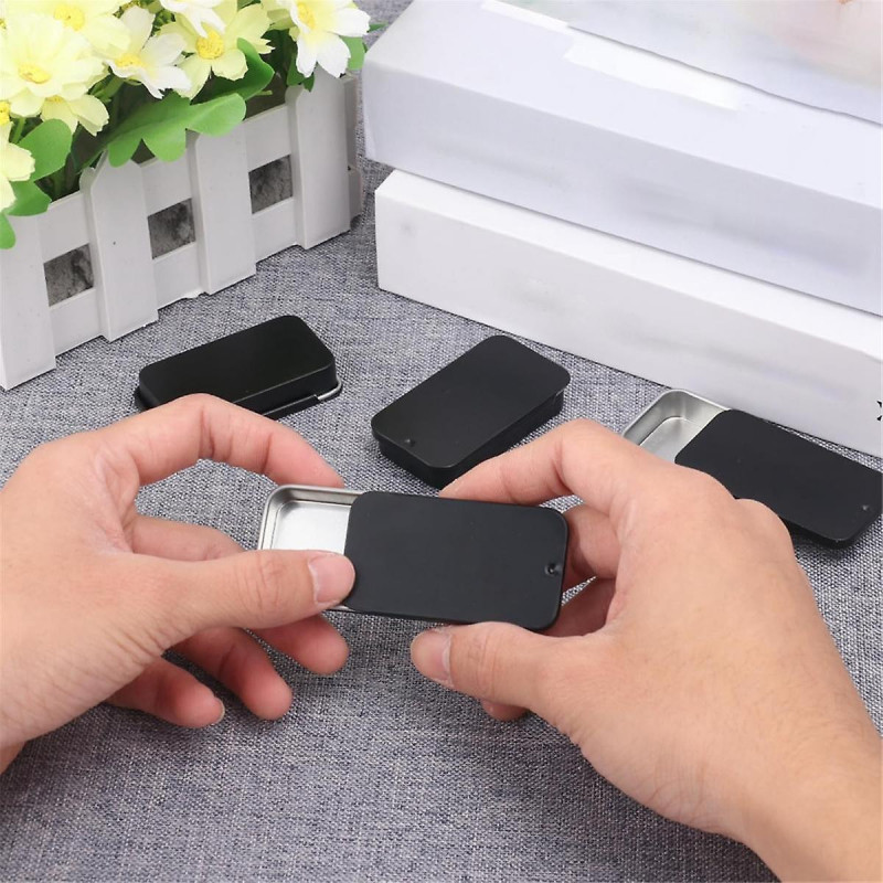 50PCS 2.36x1.3x0.43 Inch, Slide Top Tin Containers, Tin Box Container, Storage Boxes with Lid for S