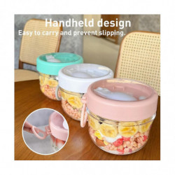 2pcs 20oz Overnight Oats Container With Lid And Spoon - Portable Oatmeal Breakfast Cup For On-the-g 2pcs 20oz Overnight Oats Container With Lid And Spoon - Portable Oatmeal Breakfast Cup For On-the-g