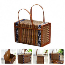 Fruit Basket Bamboo Woven Portable Simple Handheld Picnic Food Container Foldable Snacks Containers Fruit Basket Bamboo Woven Portable Simple Handheld Picnic Food Container Foldable Snacks Containers