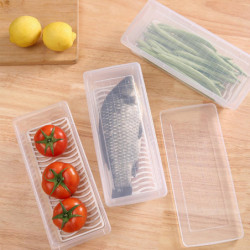 Food Storage Box Rectangular Large Capacity Portable Drainage Divider Fresh-keeping Fridge Box Household Supplies Food Storage Box Rectangular Large Capacity Portable Drainage Divider Fresh-keeping Fridge Box Household Supplies