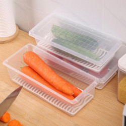 Food Storage Box Rectangular Large Capacity Portable Drainage Divider Fresh-keeping Fridge Box Household Supplies Food Storage Box Rectangular Large Capacity Portable Drainage Divider Fresh-keeping Fridge Box Household Supplies