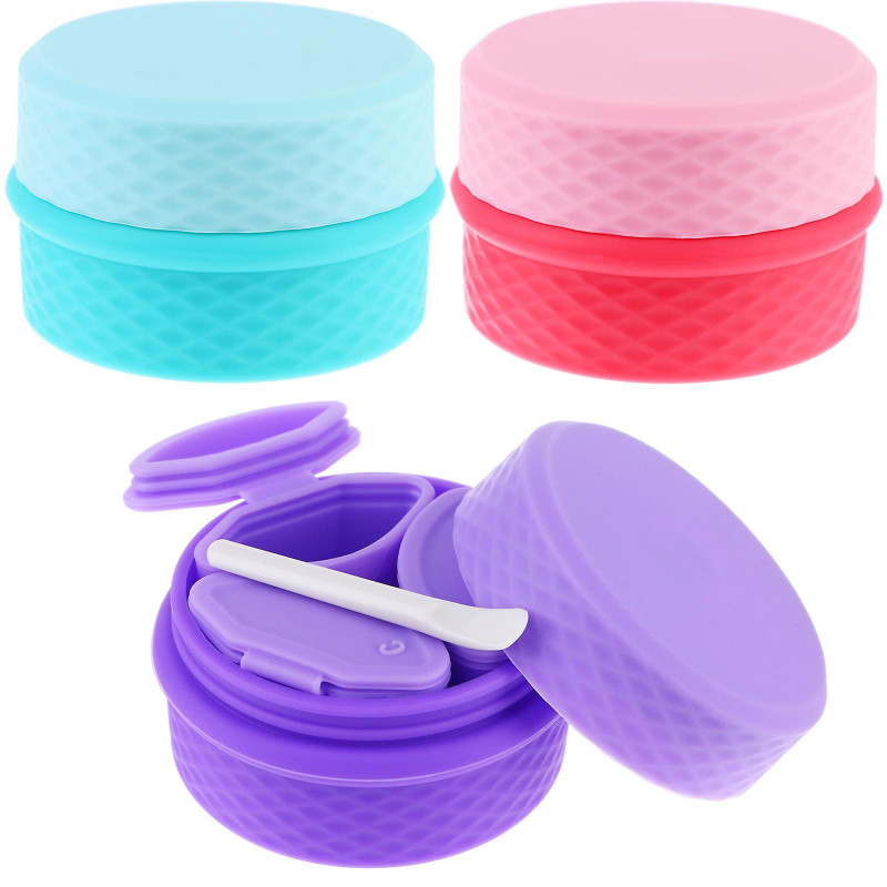 3 Sets Travel Makeup Containers Silicone Leakproof Travel Dispenser Jar Refillab
