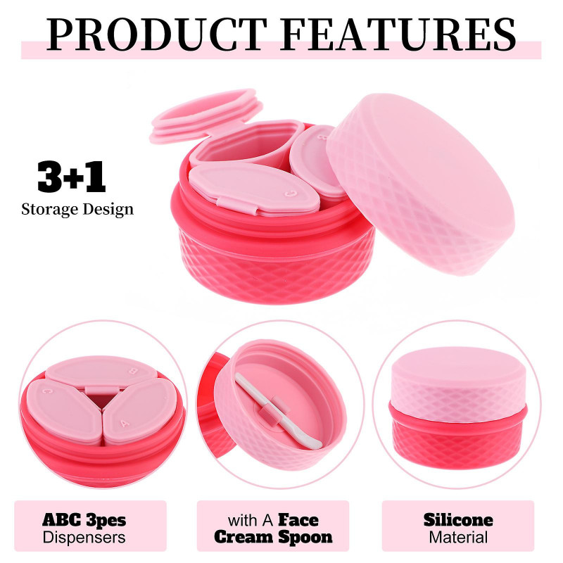 3 Sets Travel Makeup Containers Silicone Leakproof Travel Dispenser Jar Refillab