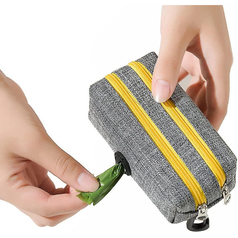 Dog Poop Bag Dispenser, Oxford Poop Bag Holder With Double Zippers (yellow)