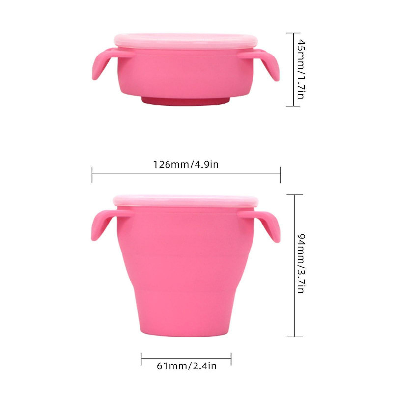 Snack Cup Convenient Shoulder Tote Complementary Food Bowl Kids Folding Silicone Snack Dust Proof With Handle Straw Rope