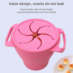 Snack Cup Convenient Shoulder Tote Complementary Food Bowl Kids Folding Silicone Snack Dust Proof With Handle Straw Rope Snack Cup Convenient Shoulder Tote Complementary Food Bowl Kids Folding Silicone Snack Dust Proof With Handle Straw Rope