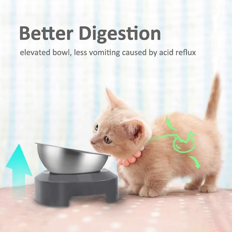 Elevated Cat Food Bowl, Stainless Steel Cat Bowl Food Water Anti Vomiting Elevated With Stand Ergonomic Lift Tilt [...]