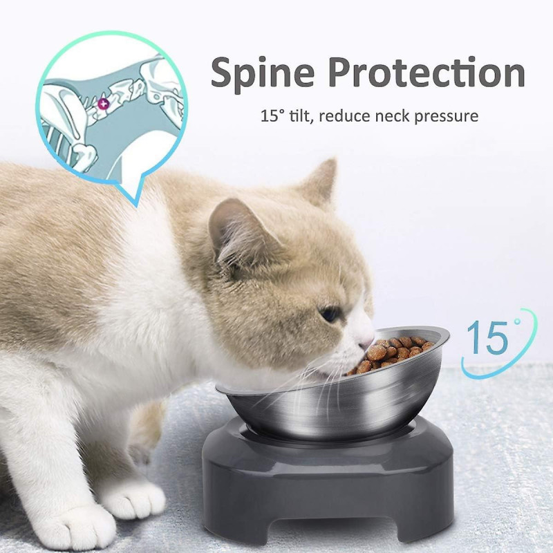 Elevated Cat Food Bowl, Stainless Steel Cat Bowl Food Water Anti Vomiting Elevated With Stand Ergonomic Lift Tilt [...]