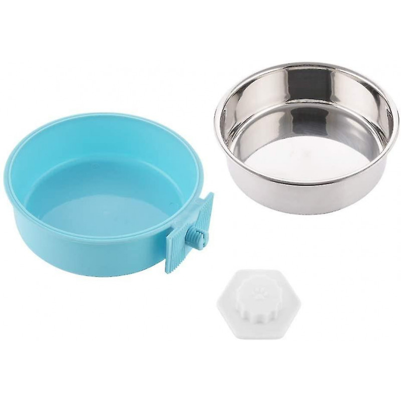 Dog Crate Removable Bowl Stainless Steel Hanging Bowl Pet Cage Small Water Bowl Feeder Food For Dogsbluepink2pcs
