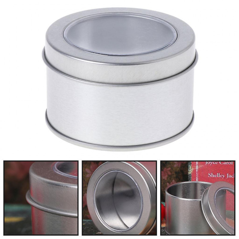 Clear View Tinplate Iron Storage Spice for Case Container Tin Box Round Tins