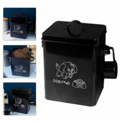 Lidded Pet Food Container Dog Food Storage Bin Large Capacity Food Bucket (Black) Lidded Pet Food Container Dog Food Storage Bin Large Capacity Food Bucket (Black)