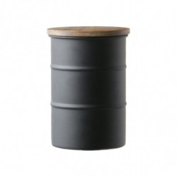 Black 304 Stainless Steel Coffee Can with Wooden Lid Sealed Food Storage Tank Black 304 Stainless Steel Coffee Can with Wooden Lid Sealed Food Storage Tank