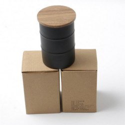 Black 304 Stainless Steel Coffee Can with Wooden Lid Sealed Food Storage Tank Black 304 Stainless Steel Coffee Can with Wooden Lid Sealed Food Storage Tank