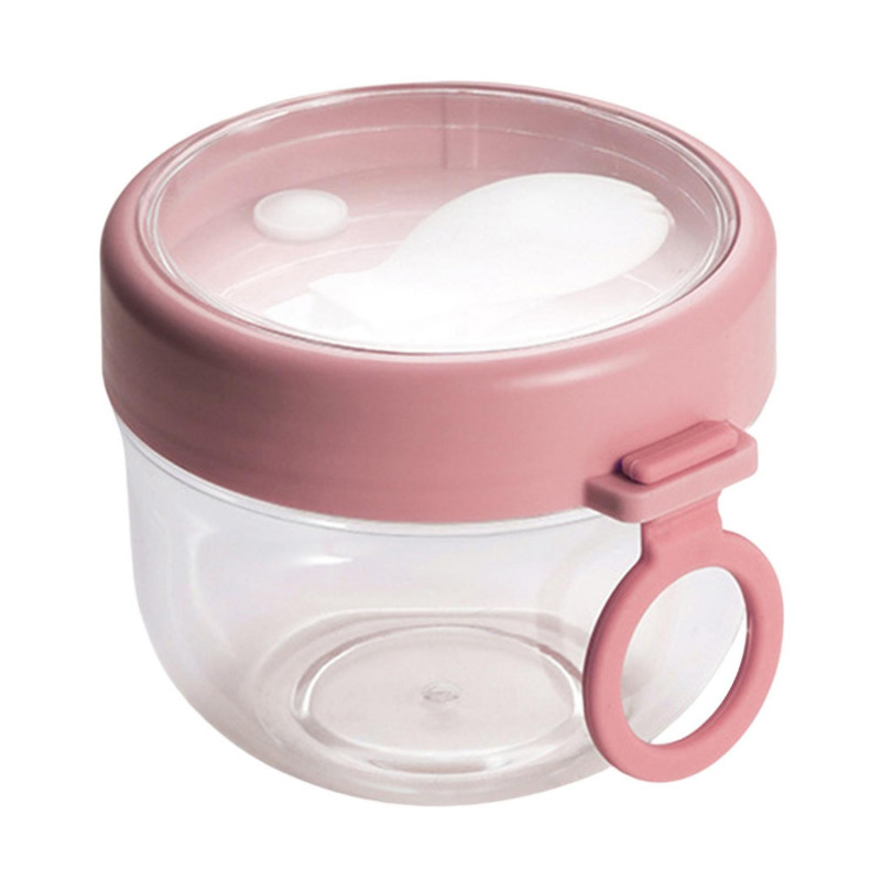 Overnight Oats Jar with Lid Mini Spoon Ring Handle Microwaveable Food-Grade Container Portable