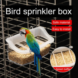 Bird Food Box Durable Convenient Transparent Hanging Bird Feeder with Anti-Splash Grid for Bird Cage Bird Food Box Durable Convenient Transparent Hanging Bird Feeder with Anti-Splash Grid for Bird Cage