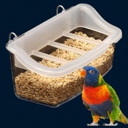 Bird Food Box Durable Convenient Transparent Hanging Bird Feeder with Anti-Splash Grid for Bird Cage Bird Food Box Durable Convenient Transparent Hanging Bird Feeder with Anti-Splash Grid for Bird Cage