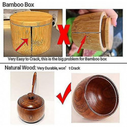 2-piece Set-wooden Salt Box Container Holder Spice Jar Seasoning Bowl Condiment Container Storage Box With Lid And [...]