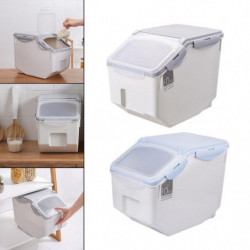 2pcs Riz Seau de stockage Nourriture Grain Seal Verrouillage Couvercle Organisateur Ustensiles 10kg