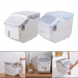 2pcs Riz Seau de stockage Nourriture Grain Seal Verrouillage Couvercle Organisateur Ustensiles 10kg
