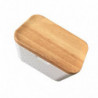 Multifunction Kitchen Storage Box Sealed Crisper Wooden Lid Butter Container for Home Restaurant (250ml)
