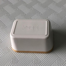 Multifunction Kitchen Storage Box Sealed Crisper Wooden Lid Butter Container for Home Restaurant (250ml)
