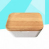 Multifunction Kitchen Storage Box Sealed Crisper Wooden Lid Butter Container for Home Restaurant (250ml)