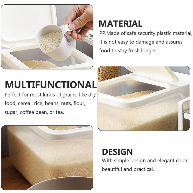 1pc Household 5kg Rice Bucket Plastic Moisture-proof Rice Container (gray)