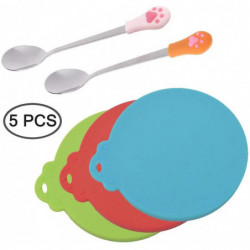 Senhai, Silicone Covers For Pet Cans And 2 Spoons, Food Lids And Spoons For Dogs Senhai, Silicone Covers For Pet Cans And 2 Spoons, Food Lids And Spoons For Dogs