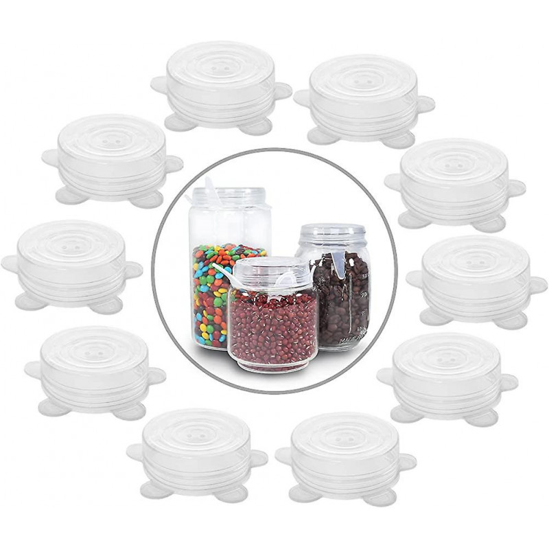 Couvercle en silicone 77l, couvercle étanche à l’air 10 Pcs pour pot Mason (blanc)