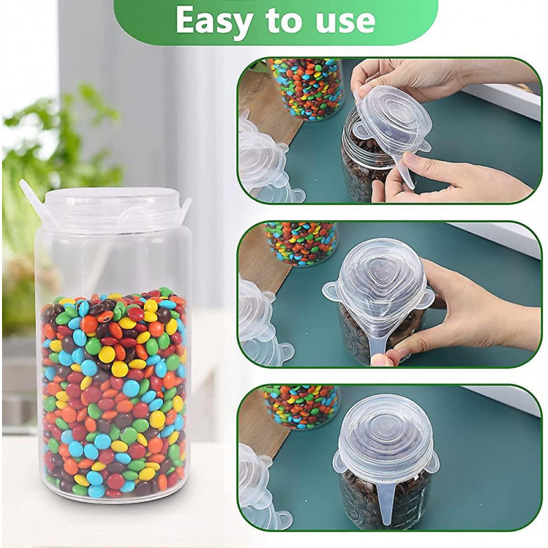 Couvercle en silicone 77l, couvercle étanche à l’air 10 Pcs pour pot Mason (blanc)