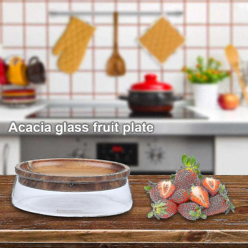 Creative Glass Nuts And Dry Fruits Storage Box Container Double Layer Candy Storage Box With Wooden