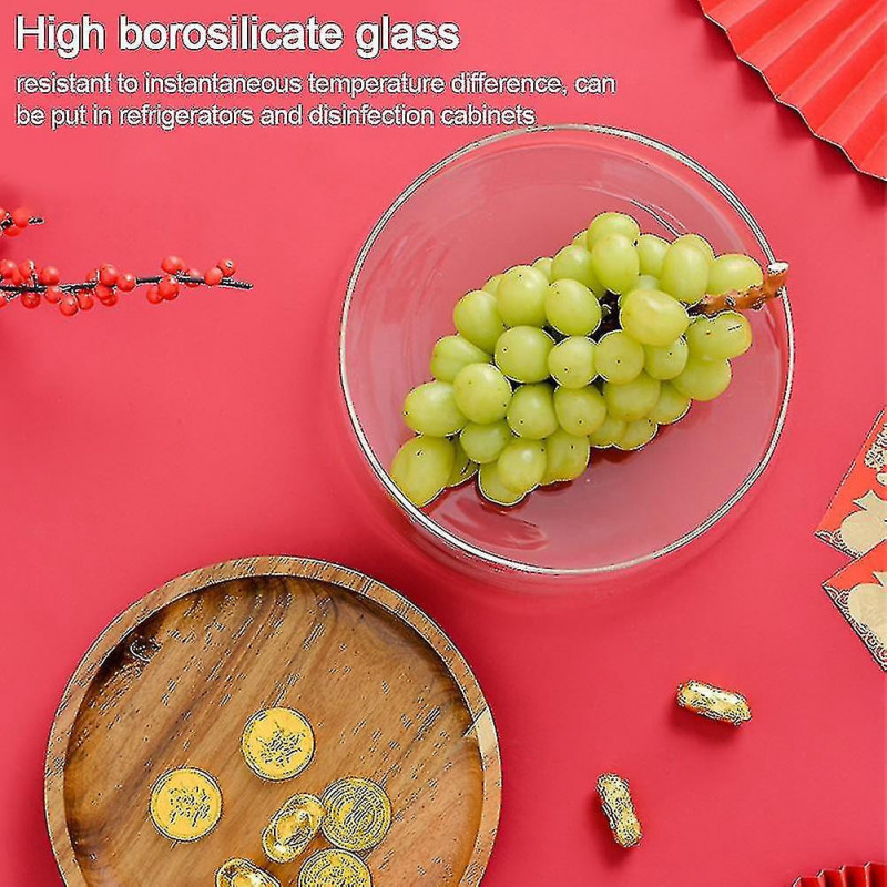 Creative Glass Nuts And Dry Fruits Storage Box Container Double Layer Candy Storage Box With Wooden