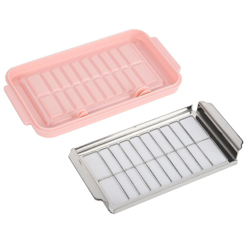 Stainless Steel Butter Cutter Container Butter Storage Box with Transparent Cover for KitchenPink Ch