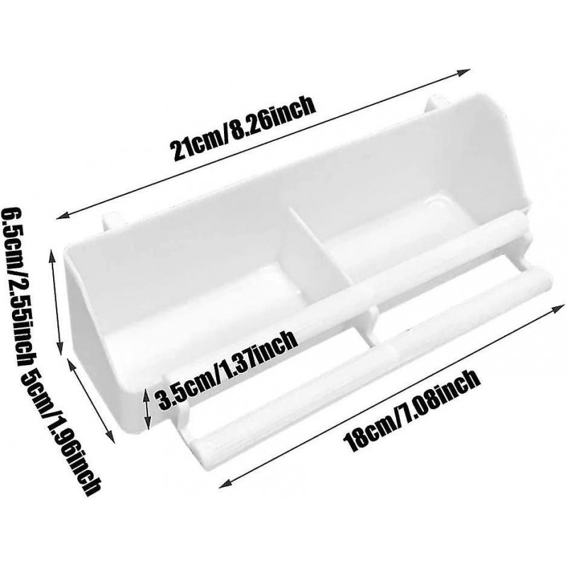 White Bird Food Bowl, 2 Pieces Plastic Bird Food Bowl, Bird Cage Food Bowl with Compartment for Parrot, Canary, Sparrow