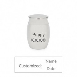 Personalized Custom Name Date Stainless Steel Mini Pet Urn Dog Cat Keepsake Container Jar Pet Memorial Ashes [...]