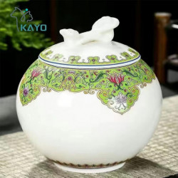 Émail grande urne pour animaux de compagnie, boîte en céramique Ruyi, étain scellé, stockage de cendres de chat [...]