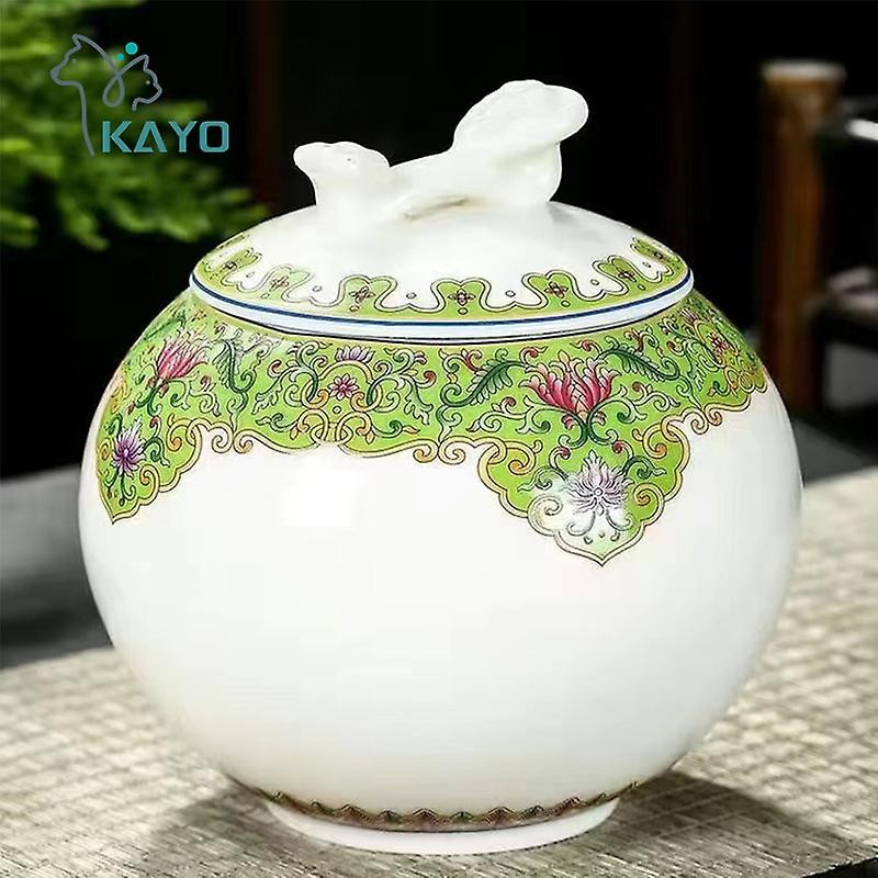 Émail grande urne pour animaux de compagnie, boîte en céramique Ruyi, étain scellé, stockage de cendres de chat [...]