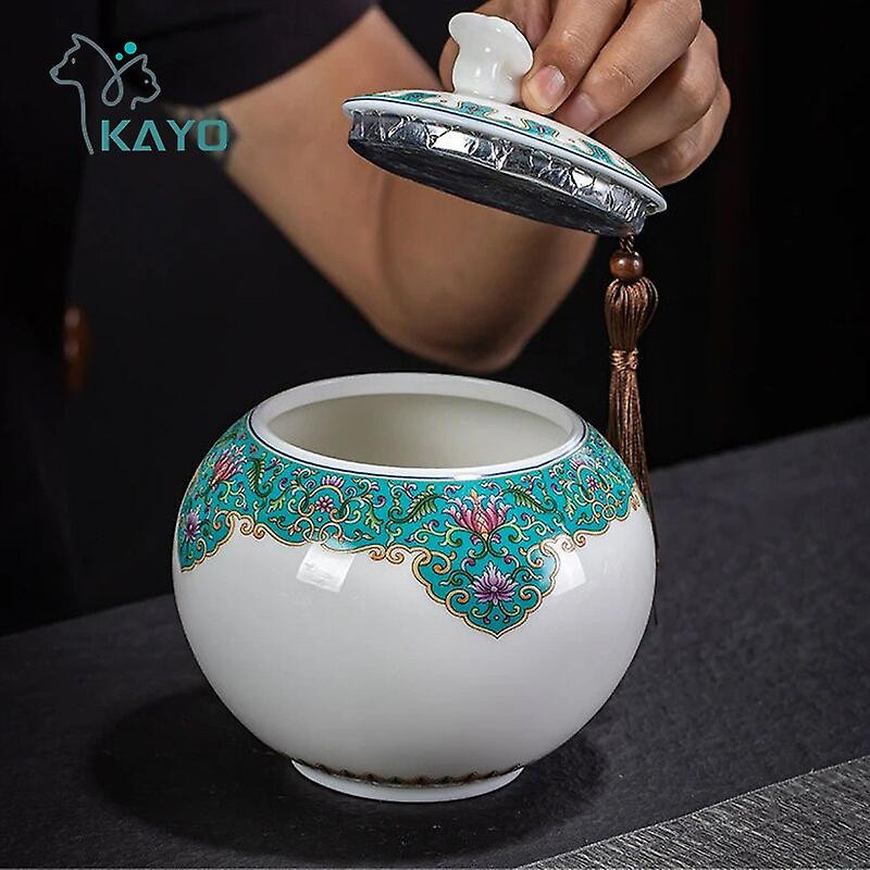 Émail grande urne pour animaux de compagnie, boîte en céramique Ruyi, étain scellé, stockage de cendres de chat [...]