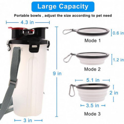Portable Pet Water Bottle And Food Container For Travel 2-in-1bottle With 2 Collapsible Bowls Portable Pet Water Bottle And Food Container For Travel 2-in-1bottle With 2 Collapsible Bowls