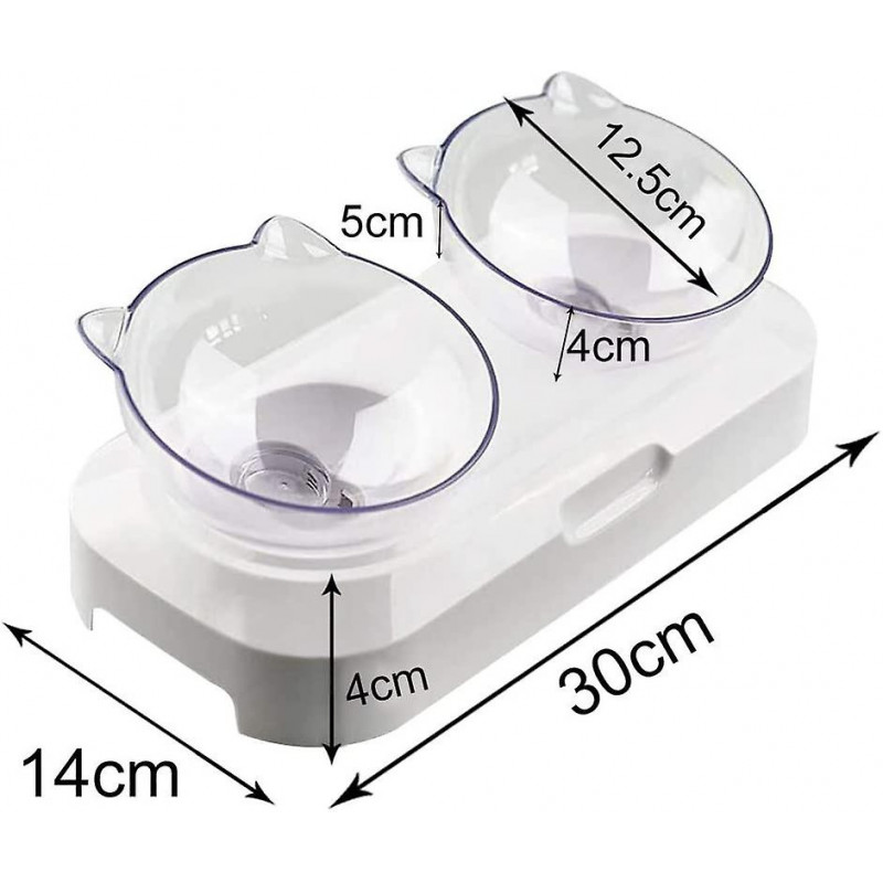 Double Cat Bowl Raised Stand Pet Food Water Bowls Pour Chien Chiot Transparent