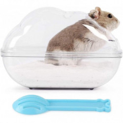 Heytea Hamster Sand Bath Container Grande toilette en plastique transparent avec scoop Set pour petits animaux de [...]