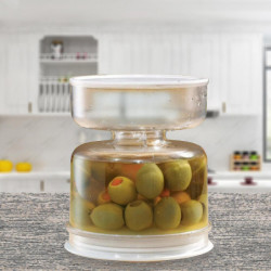 Pickle Olive Hourglass Jar jus de cornichon Séparateur humide et sec Récipient alimentaire avec passoire Flip [...]
