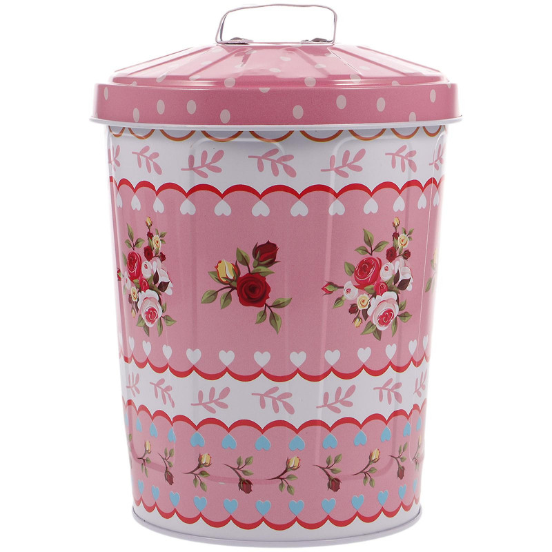 European Style Storage Bucket With Lid Candy Storage Bucket Snack Bucket Tinplate Box(3L)