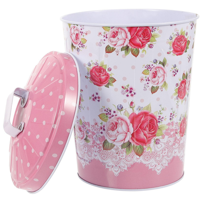 European Style Storage Bucket With Lid Candy Storage Bucket Snack Bucket Tinplate Box(3L)