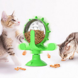 Pet Feeder Leak Food Cat Dog Toys Interactive Windmill Spinning Toy for Small Dogs Funny Rotating Turntable Slow (D-V2)
